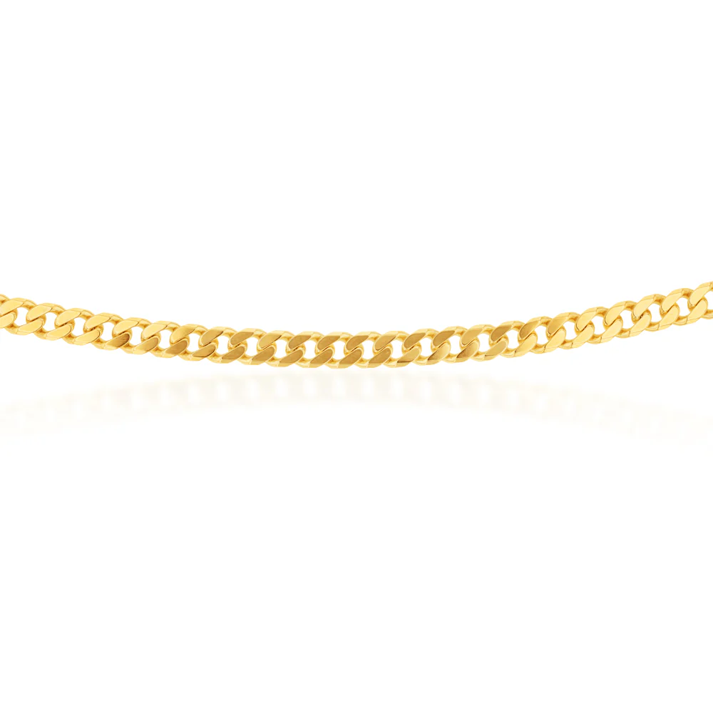 9ct Yellow Solid Gold Flat Bevelled Curb 55cm Chain 180gauge - Image 2