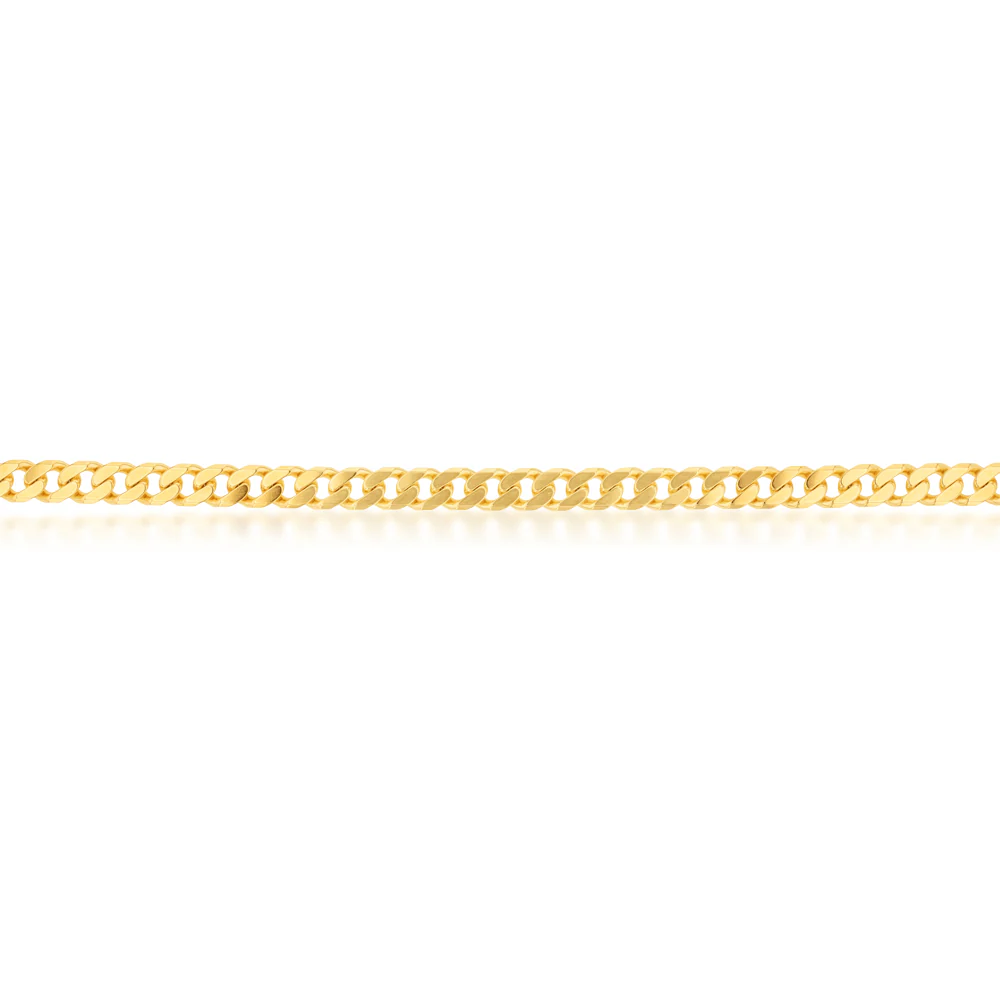 9ct Yellow Solid Gold Flat Bevelled Curb 55cm Chain 180gauge - Image 3