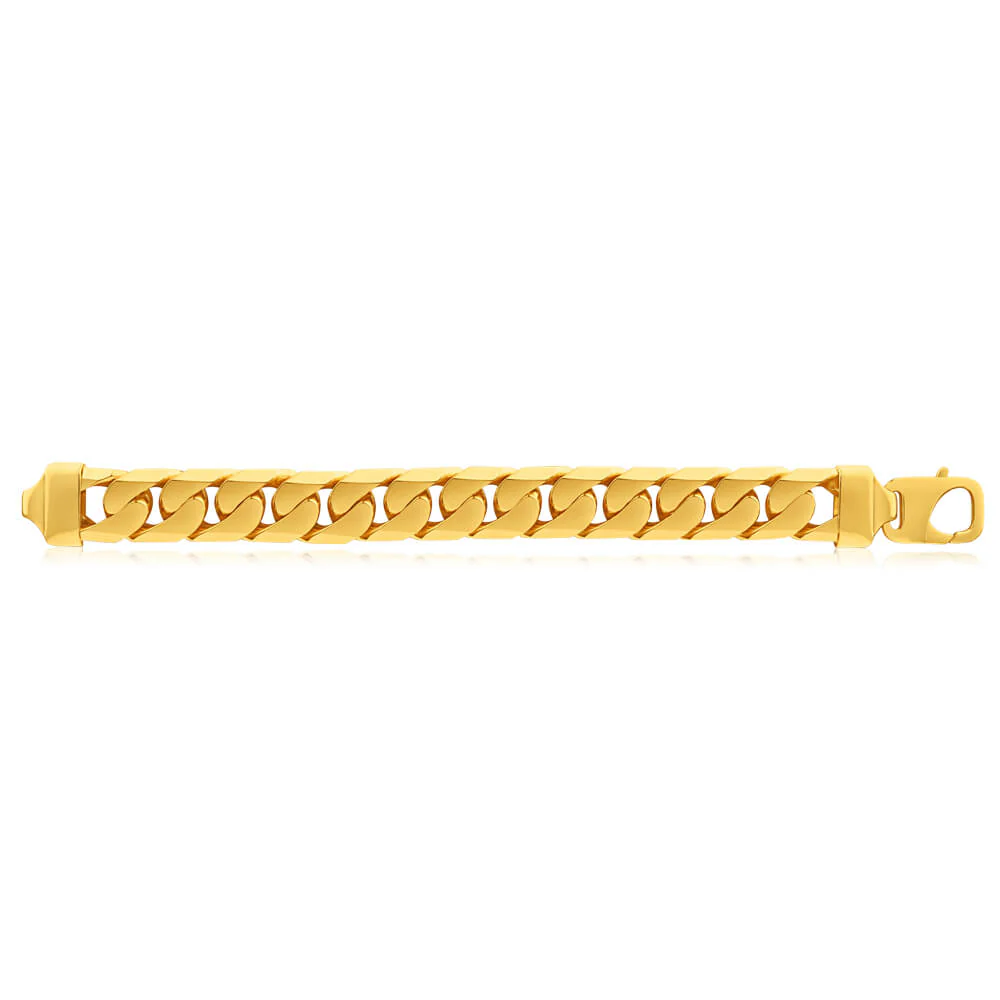 9ct Yellow SOLID Gold Heavy Curb 24cm Bracelet 650 Gauge - Image 2
