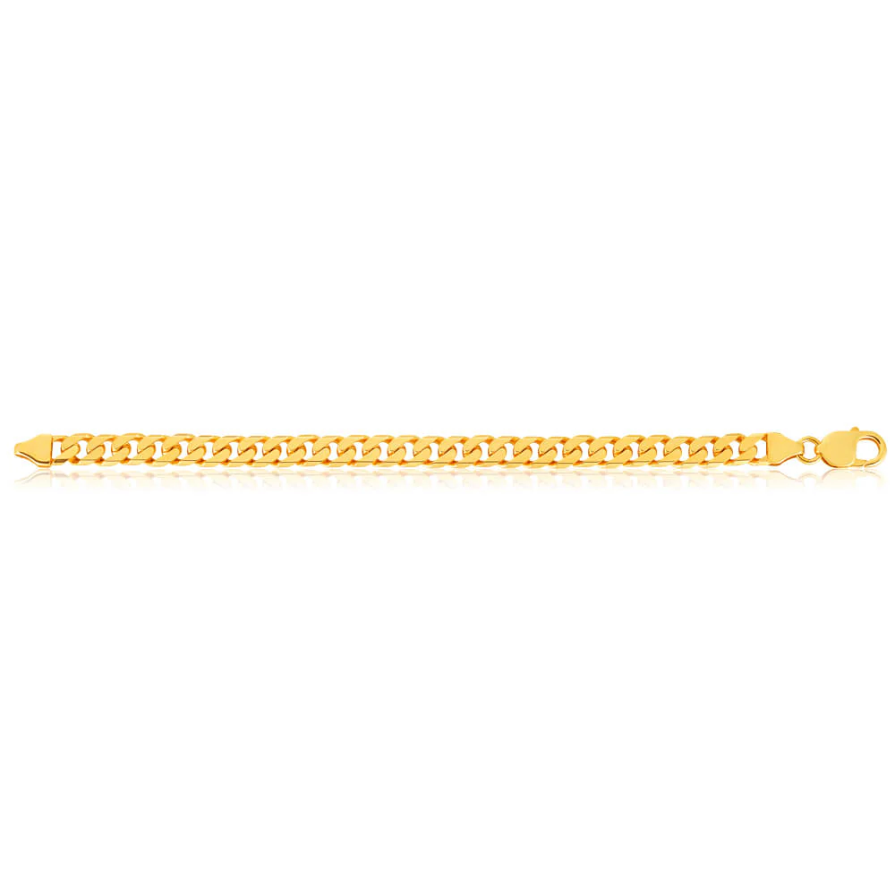 9ct Yellow Solid Gold Heavy Curb Flat Tight Bevelled 21cm Bracelet 250gauge - Image 2