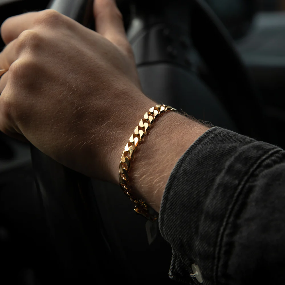 9ct Yellow Solid Gold Heavy Curb Flat Tight Bevelled 21cm Bracelet 250gauge - Image 3