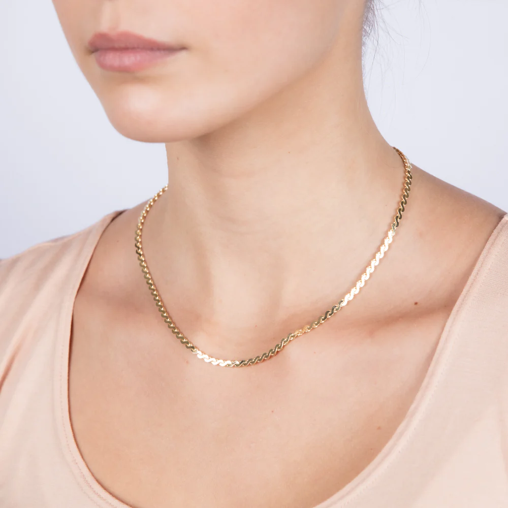 9ct Yellow Solid Gold Serpentine 45cm Chain - Image 3