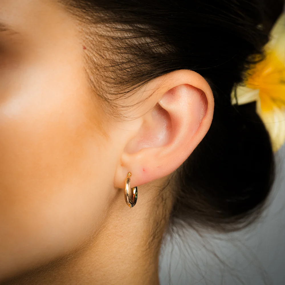 9ct Yellow White And Rose Gold Tricolour Silverfilled Superlight Stamped Hoop Earrings - Image 2