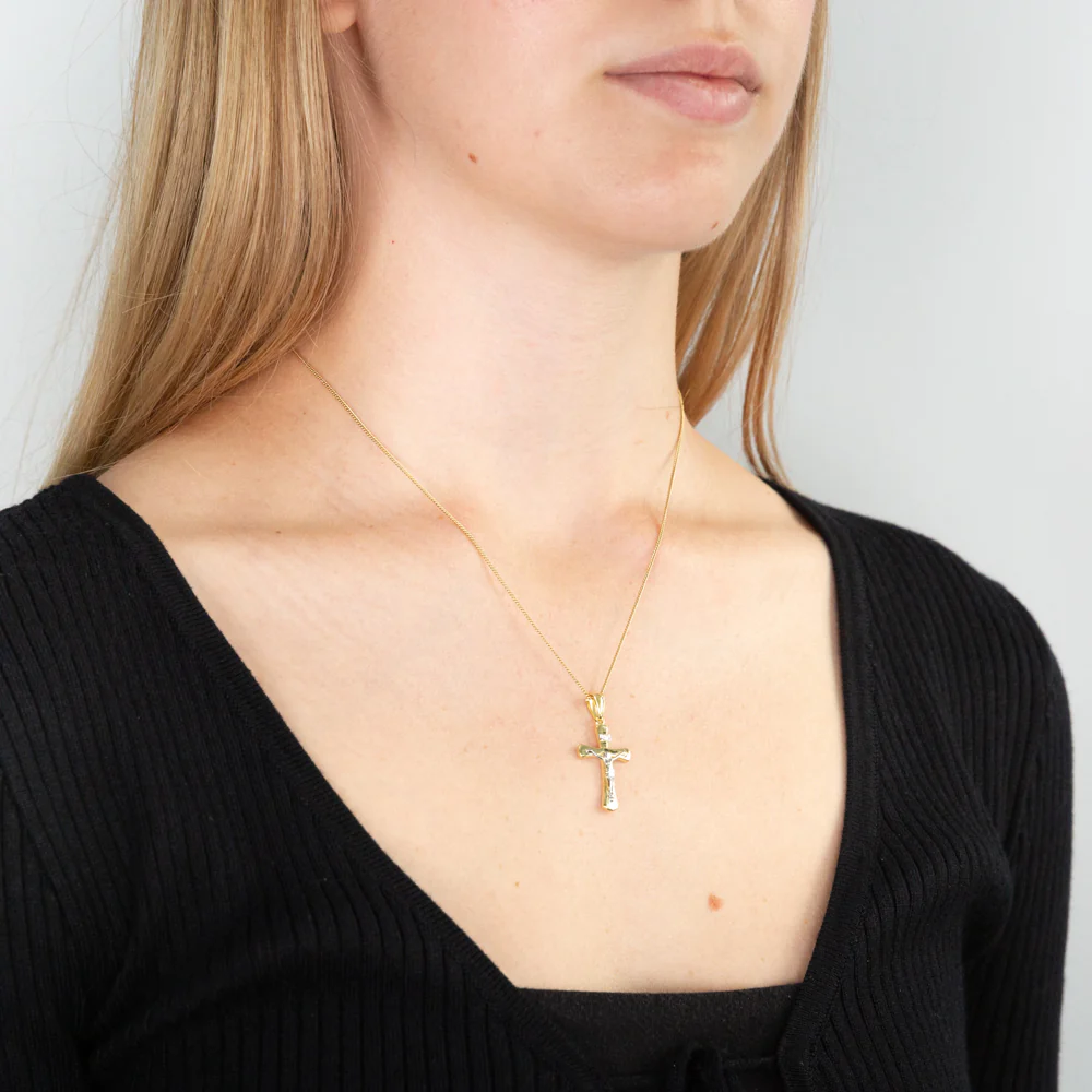 9ct Yellow & White Gold Silver Filled Crucifix - Image 2