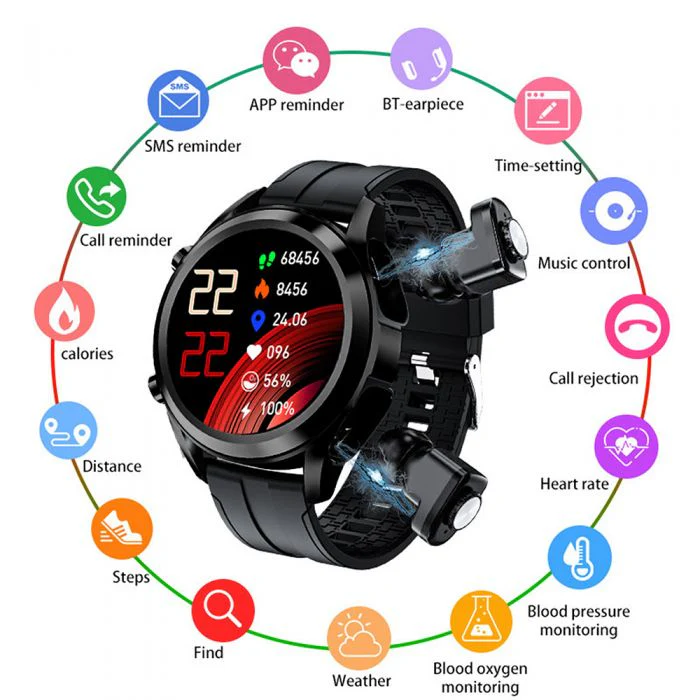 Active Pro Smart Watch with Built-in Bluetooth Earbuds - Image 2