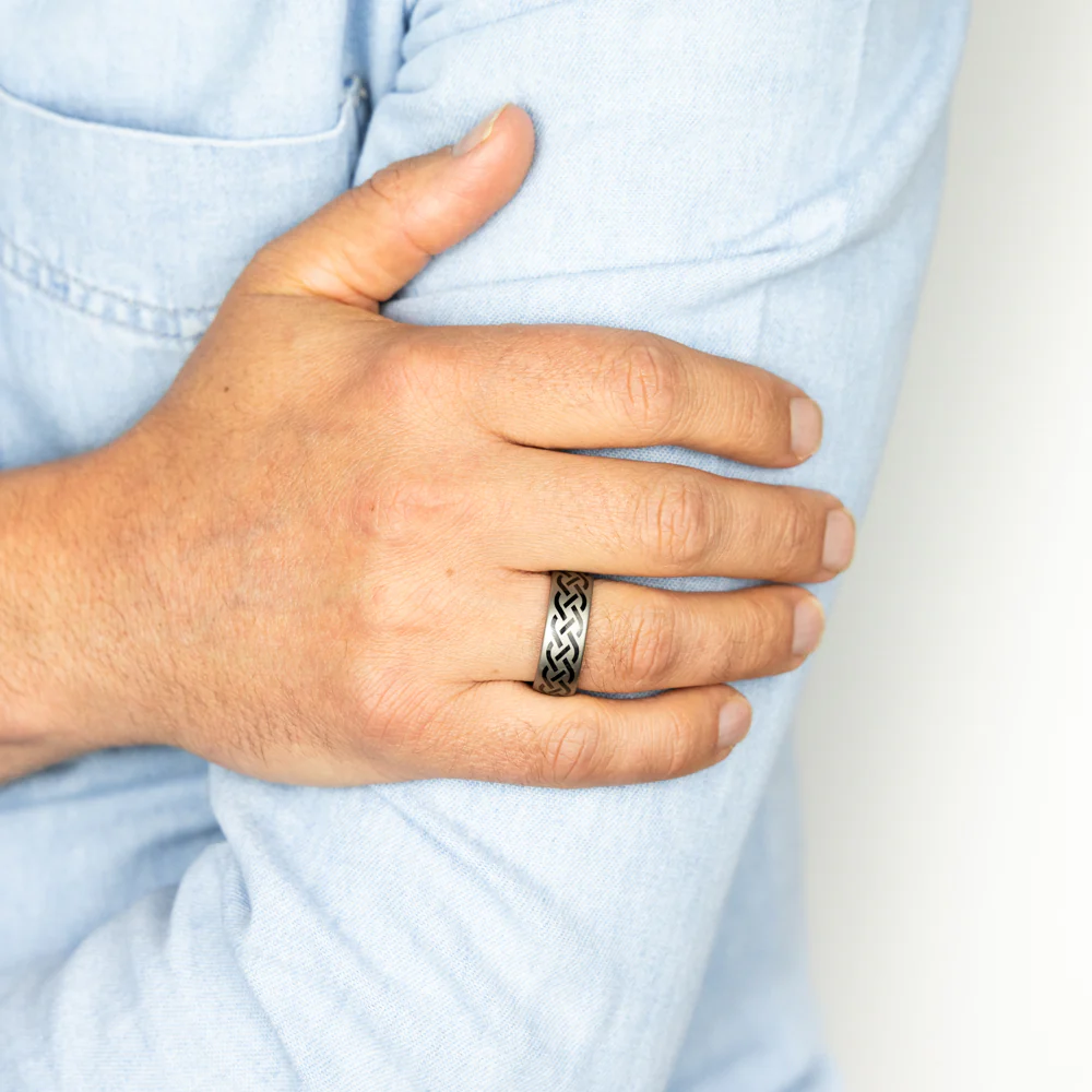 Ancient Pattern 8mm Tungsten Ring - Image 2