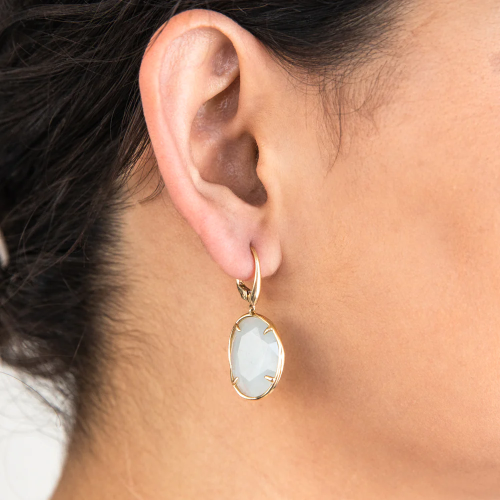 Aquamarine Drop Earrings in 14ct Yellow Gold - Image 2