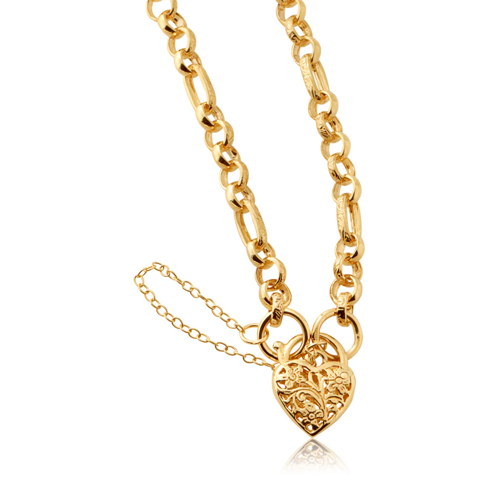 Belcher 5+1 padlock bracelet in 9ct Gold - Image 2