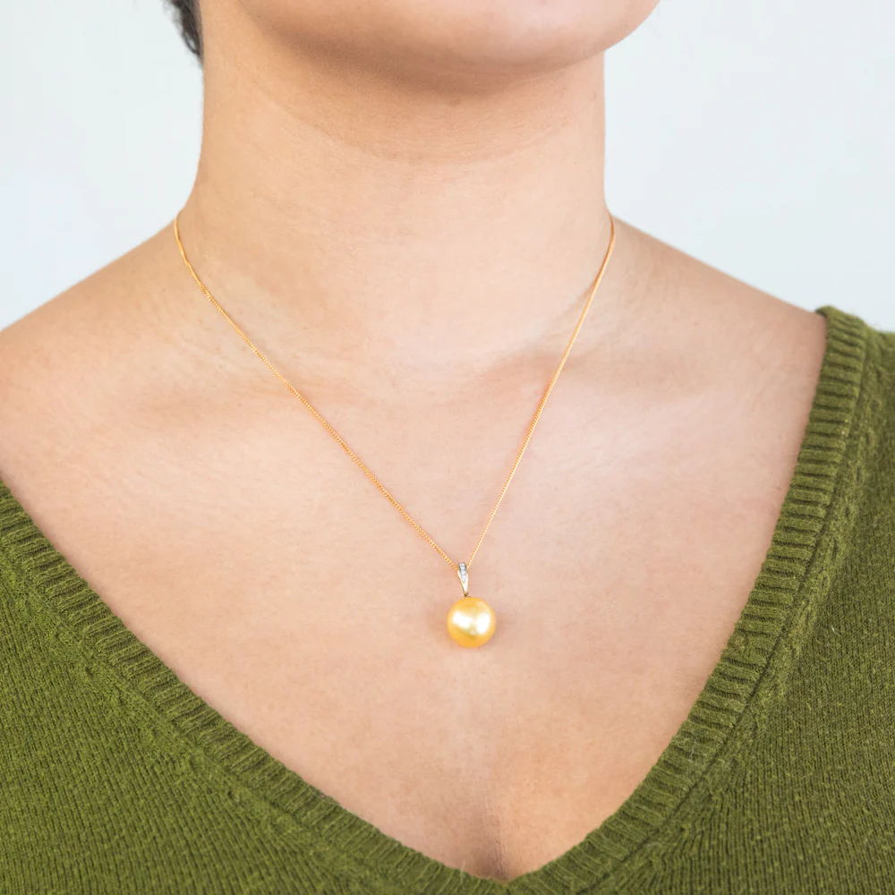 Bella' 9ct Yellow Gold Golden South Sea Pearl Pendant With 45cm Chain - Image 3