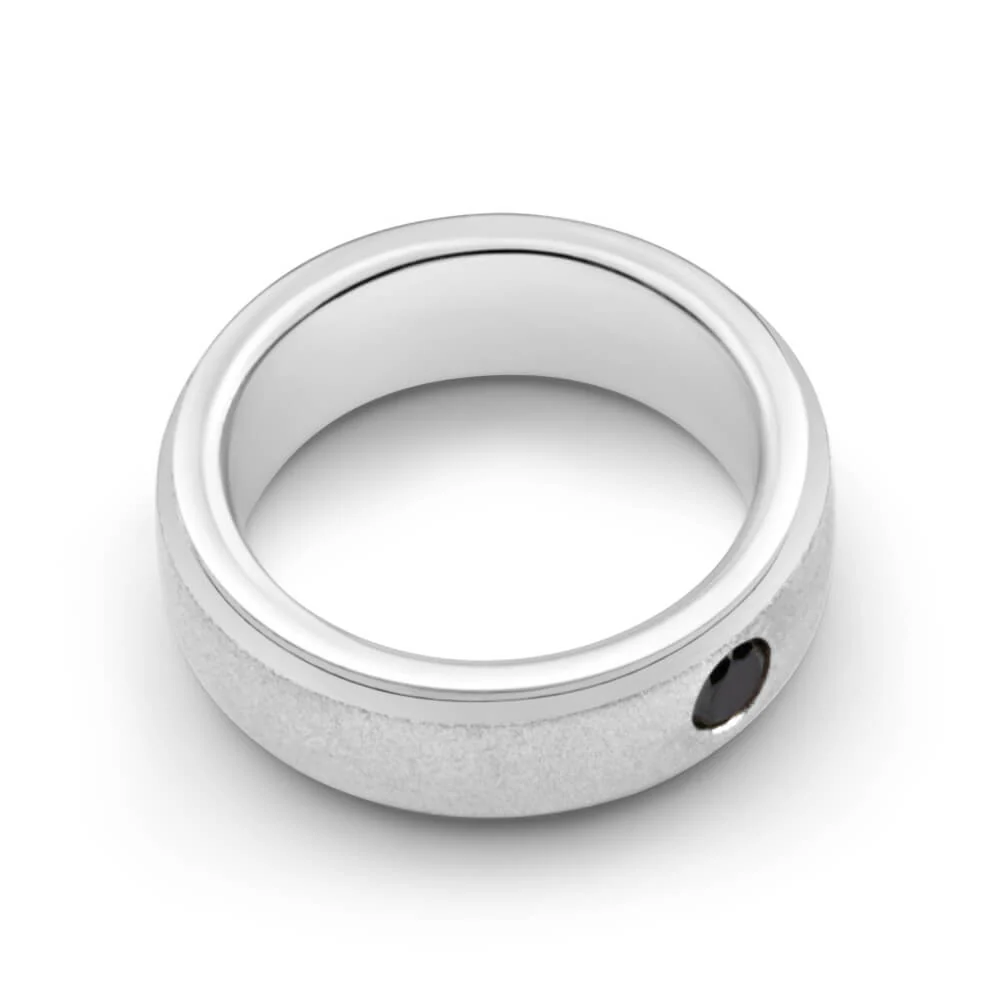 Black Diamond Sterling Silver Single Diamond Ring - Image 2