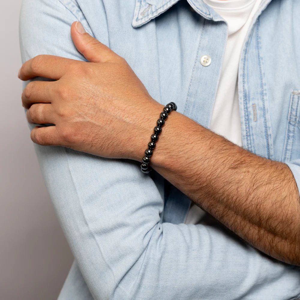 Black Stone Beaded Bracelet - Image 2
