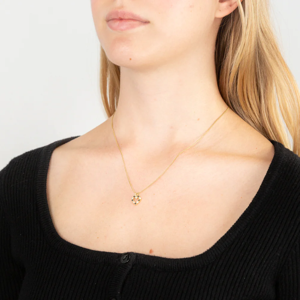 Blue and White Zirconia Heart Pendant in 9ct Yellow Gold - Image 2