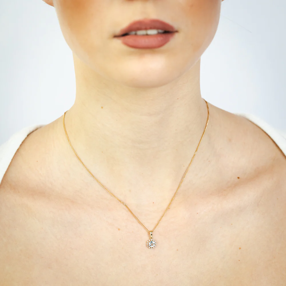 Blue Topaz and Diamond Pendant in 9ct Yellow Gold - Image 2