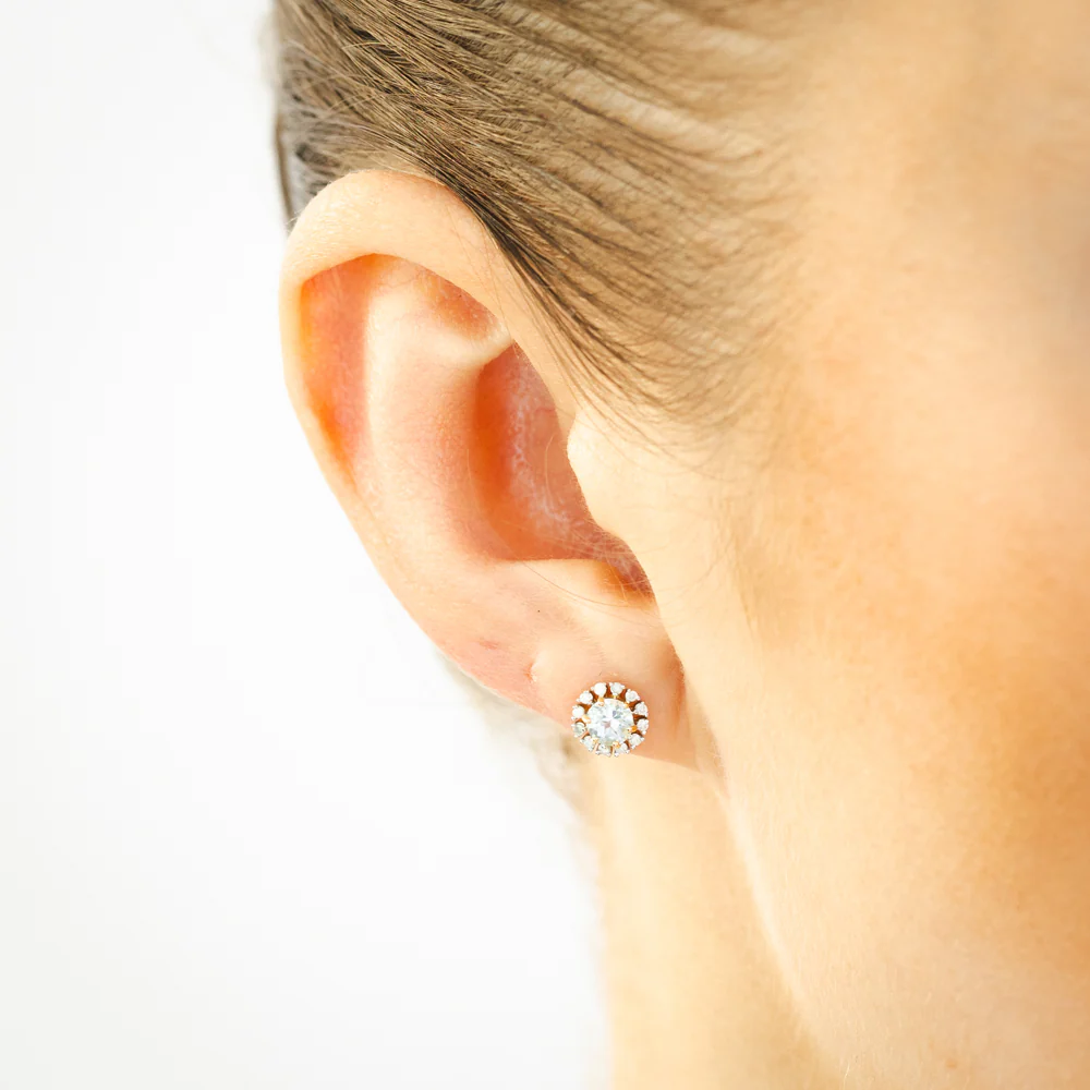 Blue Topaz and Diamond Stud Earrings in 9ct Yellow Gold - Image 2