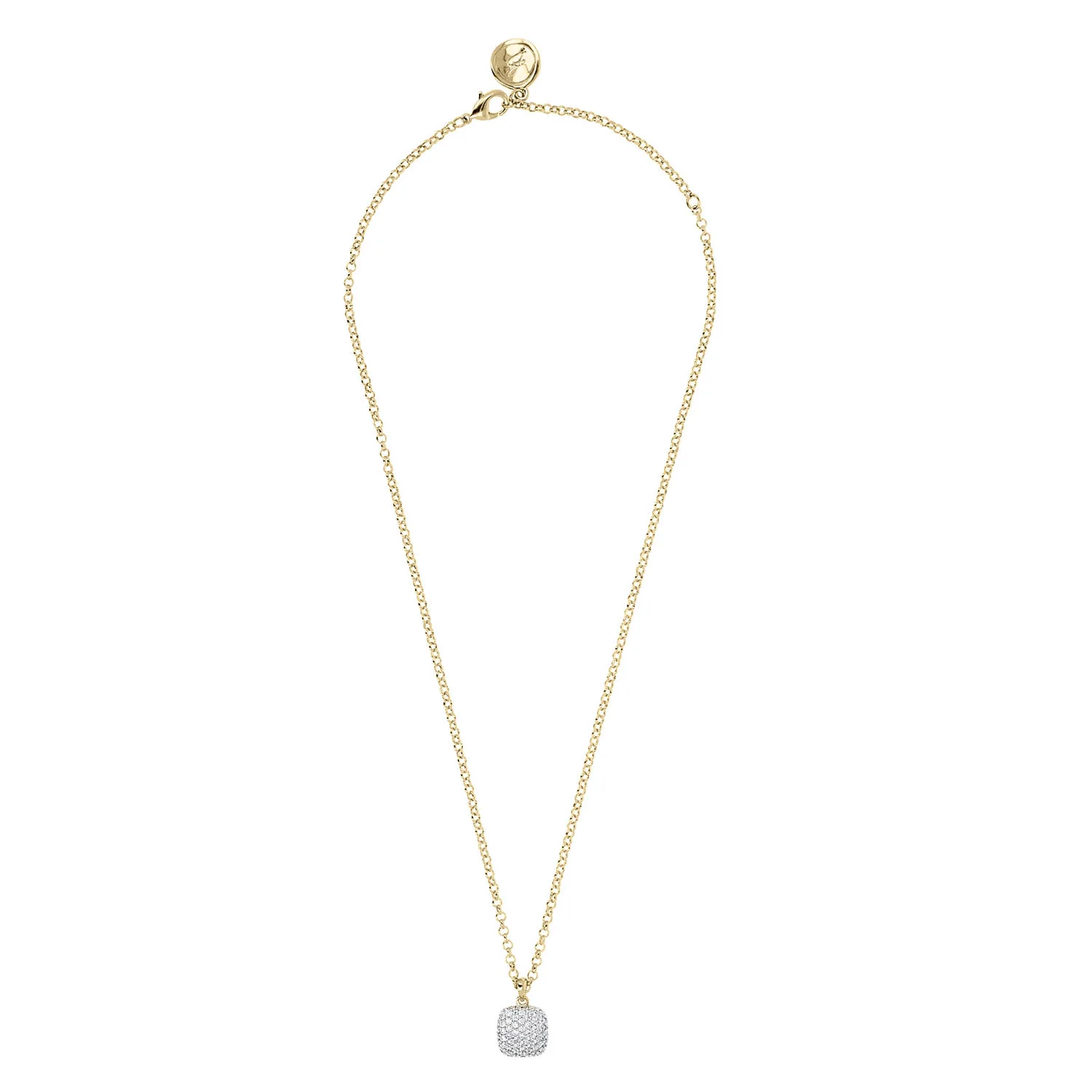 Bronzallure Gold Plated Sterling Silver CZ Square Pendant on 41cm Chain - Image 2