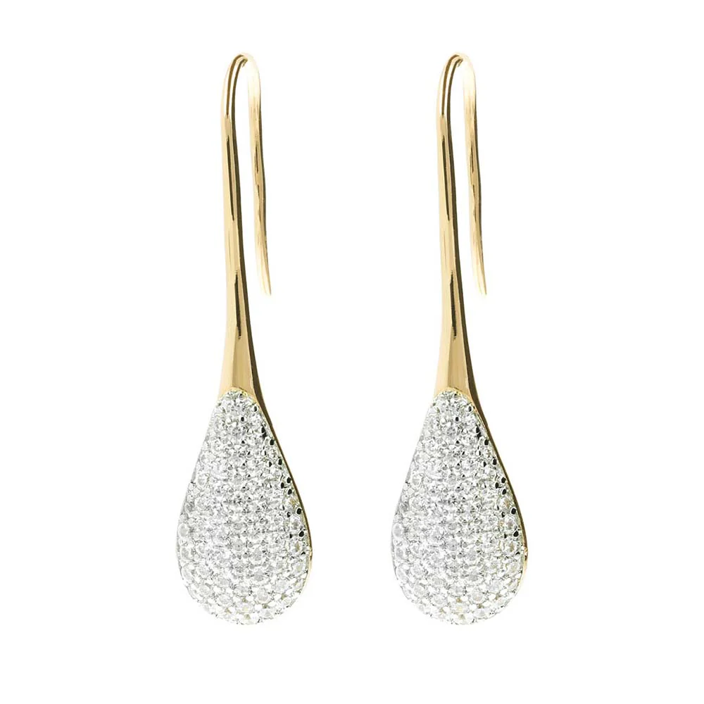 Bronzallure Gold Plated Sterling Silver CZ Tear Drop Earring - Image 2