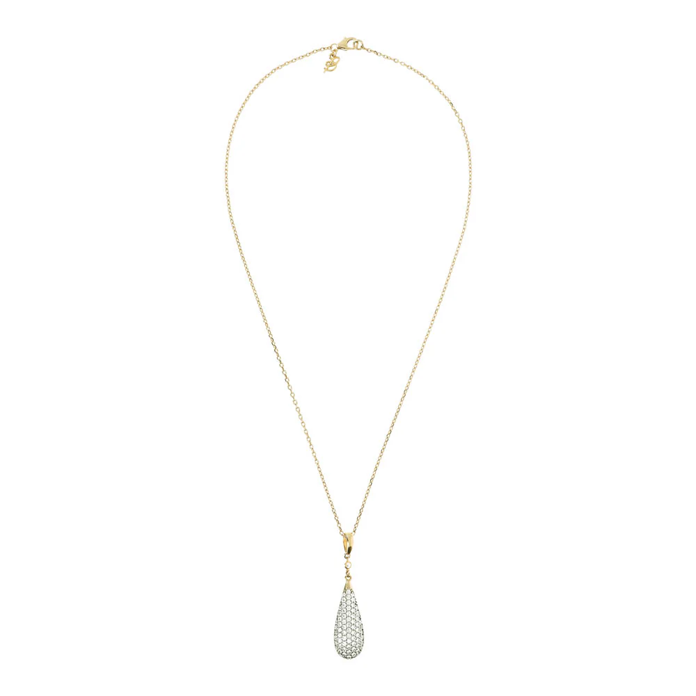 Bronzallure Gold Plated Sterling Silver CZ Tear Drop Pendant On 47cm Chain - Image 2