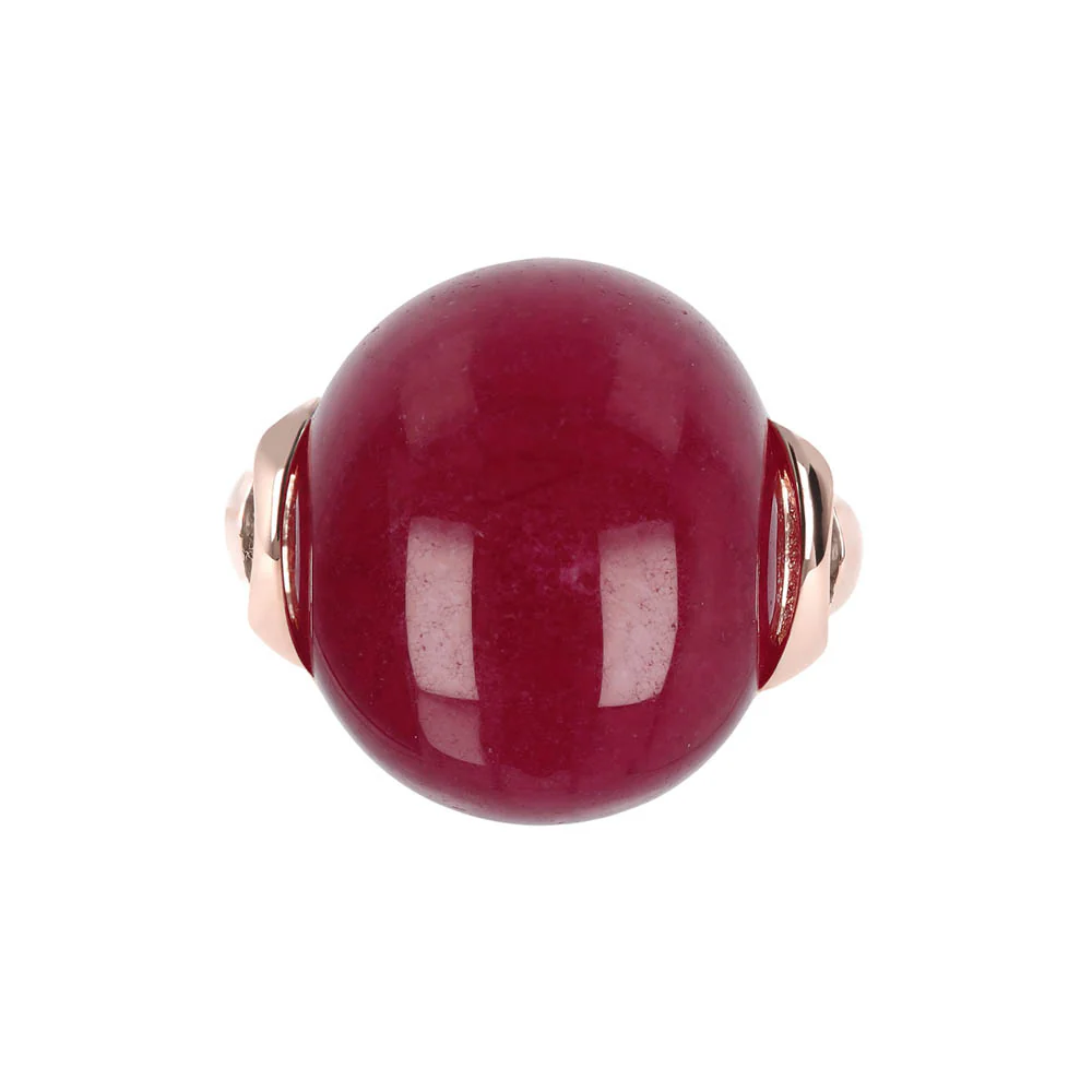 Bronzallure Rose Gold Plated Alba Plum Agate Chalcedony Ring - No Resize - Image 2