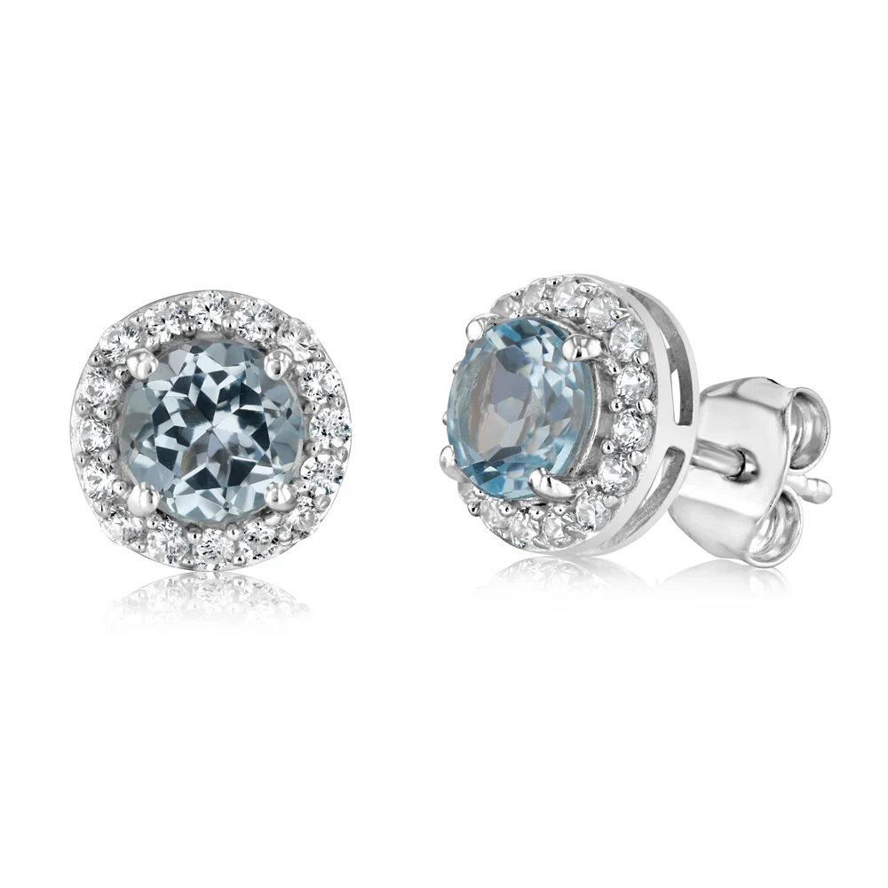 Bue Topaz and White Zirconia Earring and Pendant Set on Chain in Sterling SIlver - Image 3