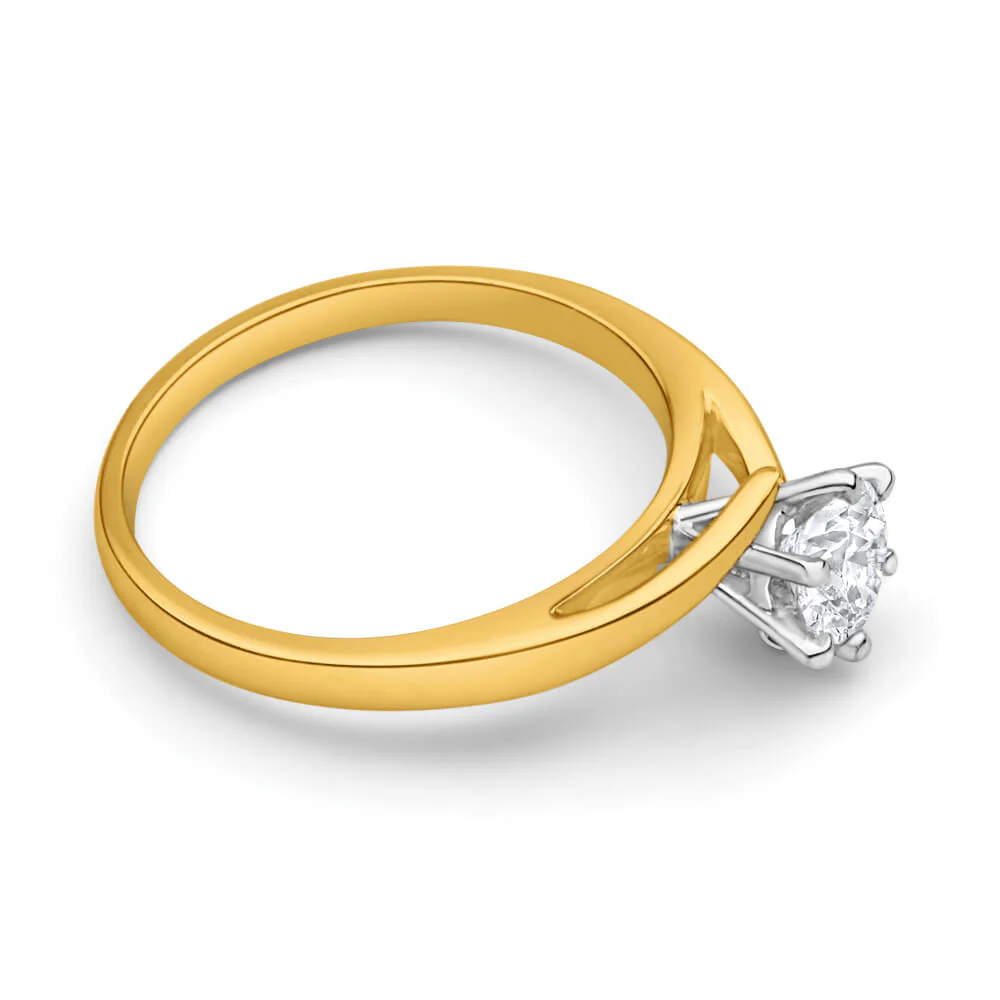 Certified Diamond 18ct Yellow Gold & White Gold Diamond Ring - Image 2