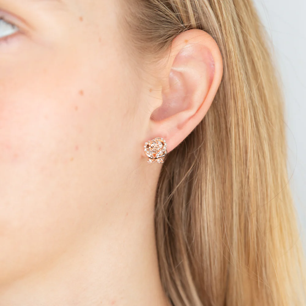 Couture Kingdom Disney Beauty and the Beast Enchanted Rose Stud Earrings - Image 2