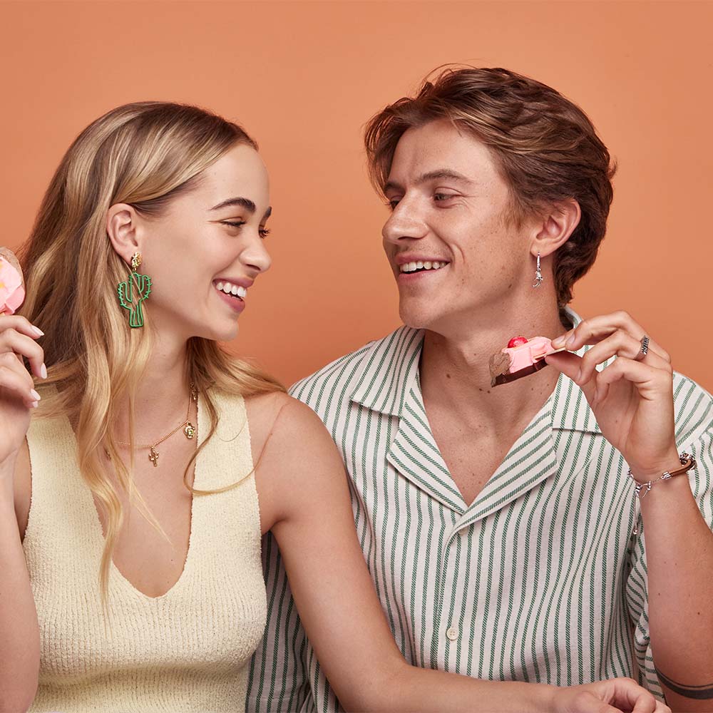 Couture Kingdom Disney Streets Paddle Pop White Gold Plated Mix Match Crystal Mini Hoop Earrings - Image 2