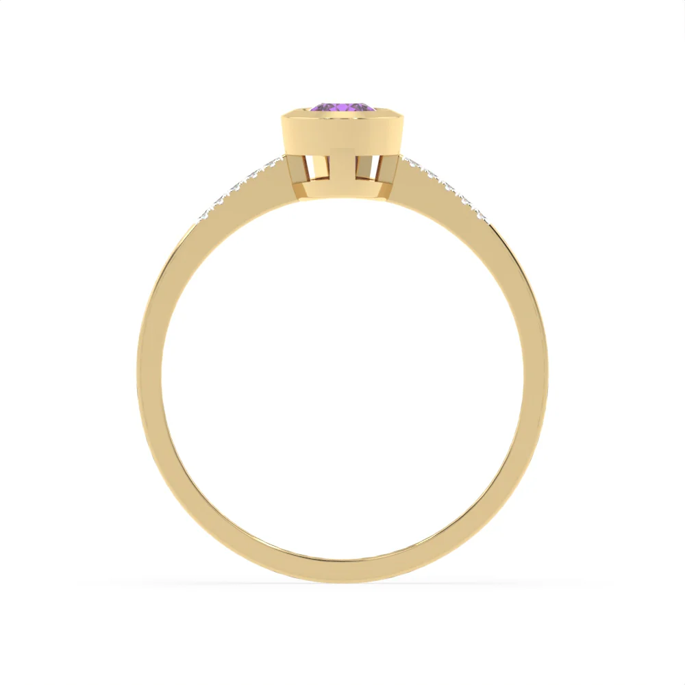 Created Amethyst and Diamond Ring in 9ct Yellow Gold - Image 3