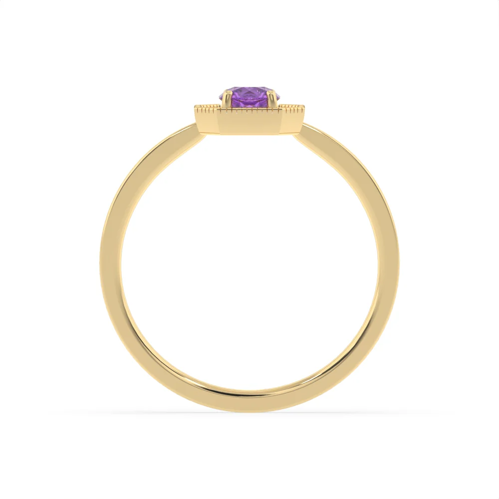 Created Amethyst and Diamond Ring in 9ct Yellow Gold - Image 3