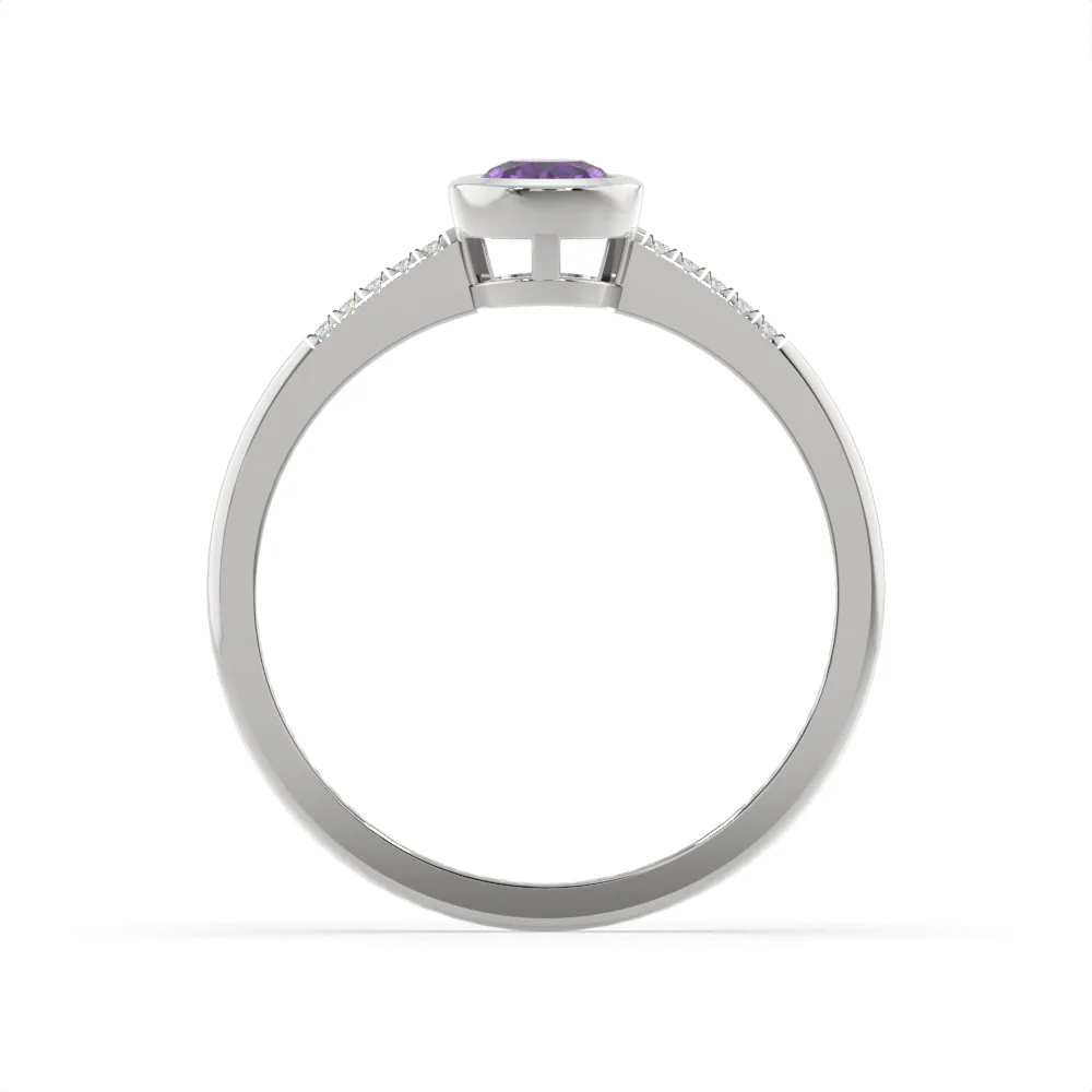 Created Amethyst and Diamond Ring in Sterling Silver - Image 3