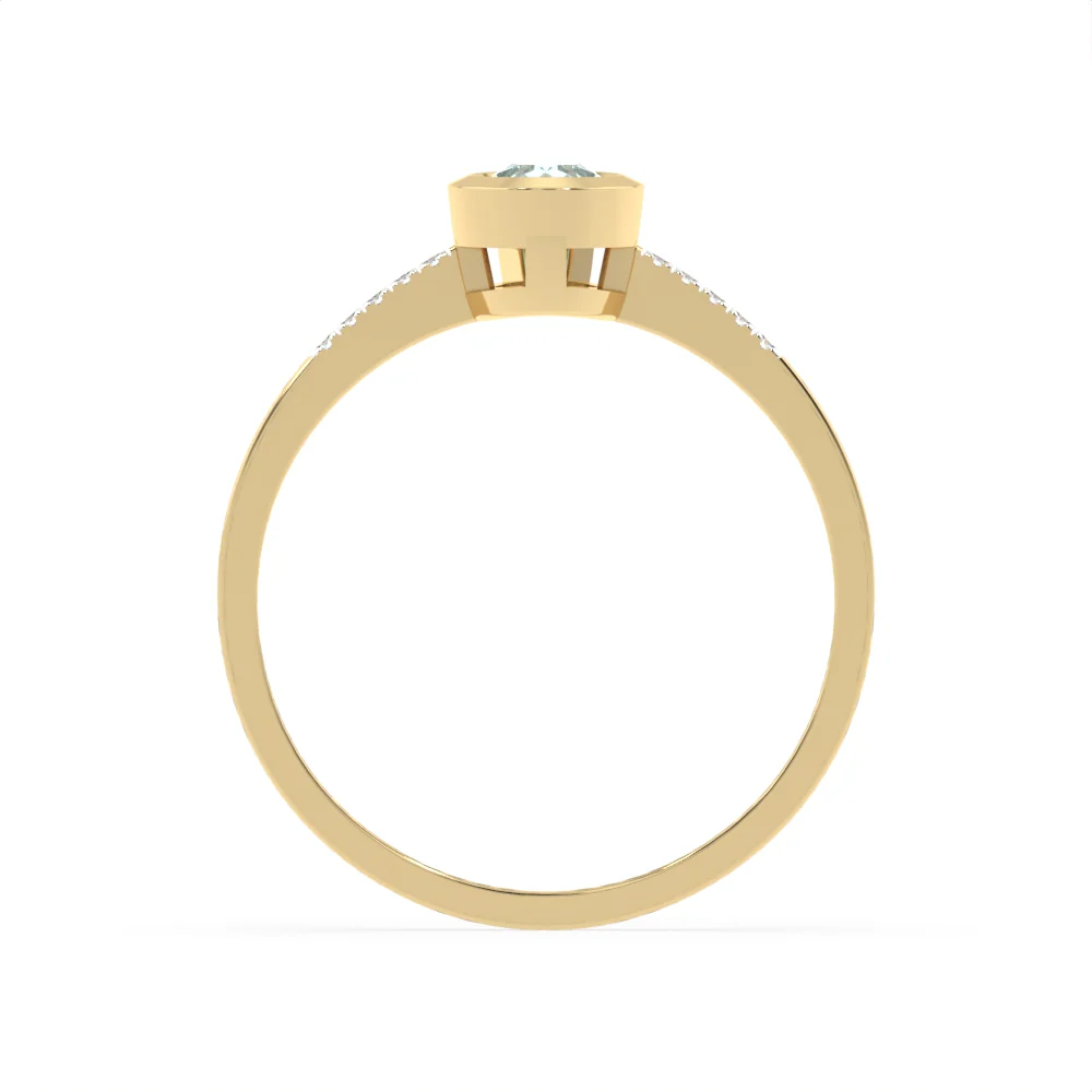 Created Blue Topaz and Diamond Ring in 9ct Yellow Gold - Image 3