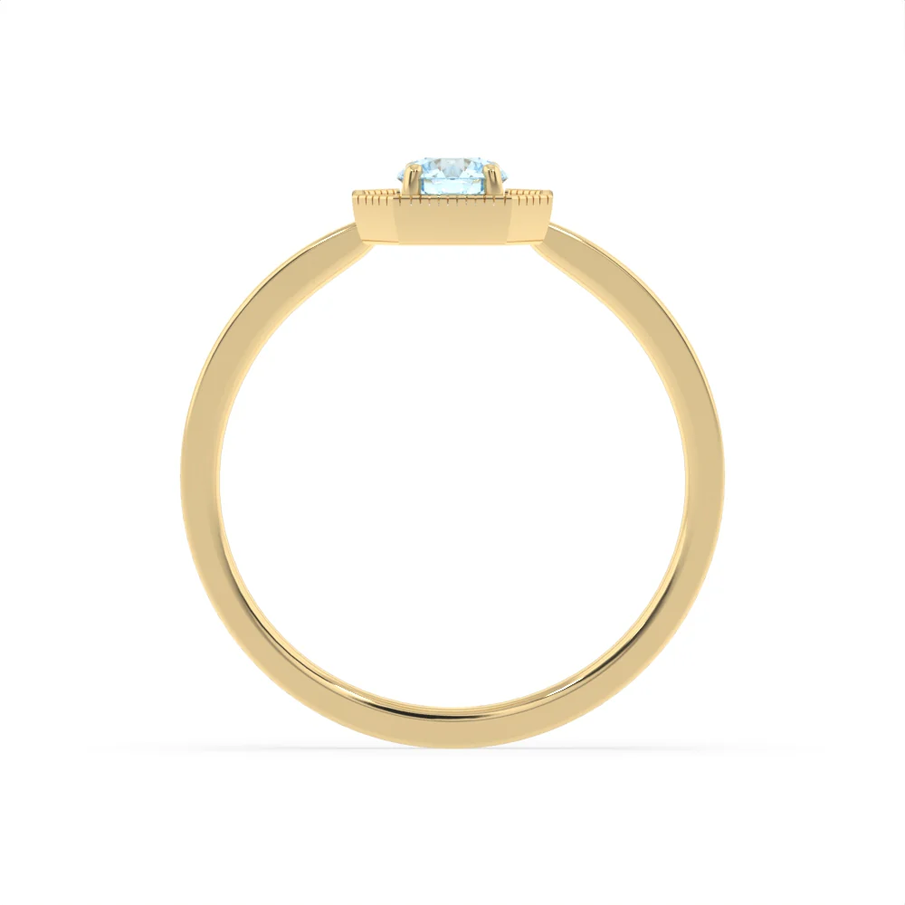 Created Blue Topaz and Diamond Ring in 9ct Yellow Gold - Image 3
