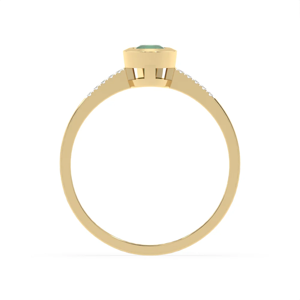 Created Emerald and Diamond Ring in 9ct Yellow Gold - Image 3