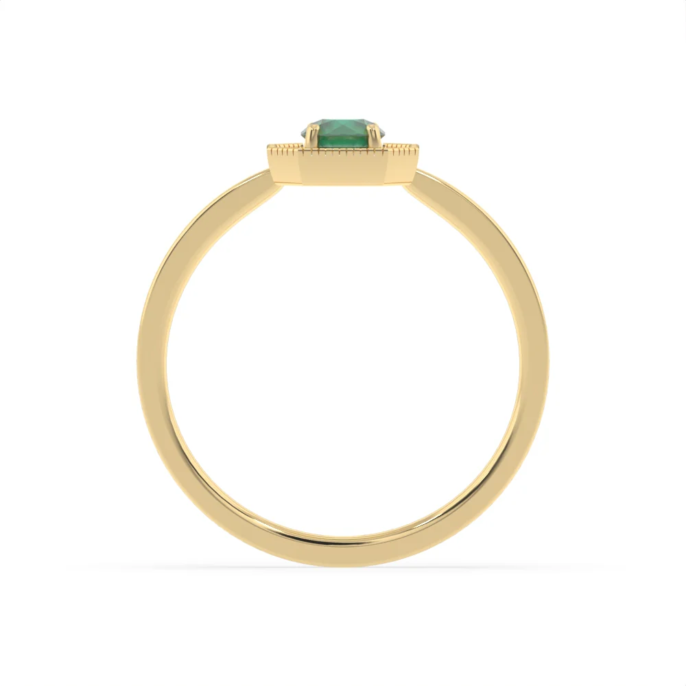 Created Emerald and Diamond Ring in 9ct Yellow Gold - Image 3