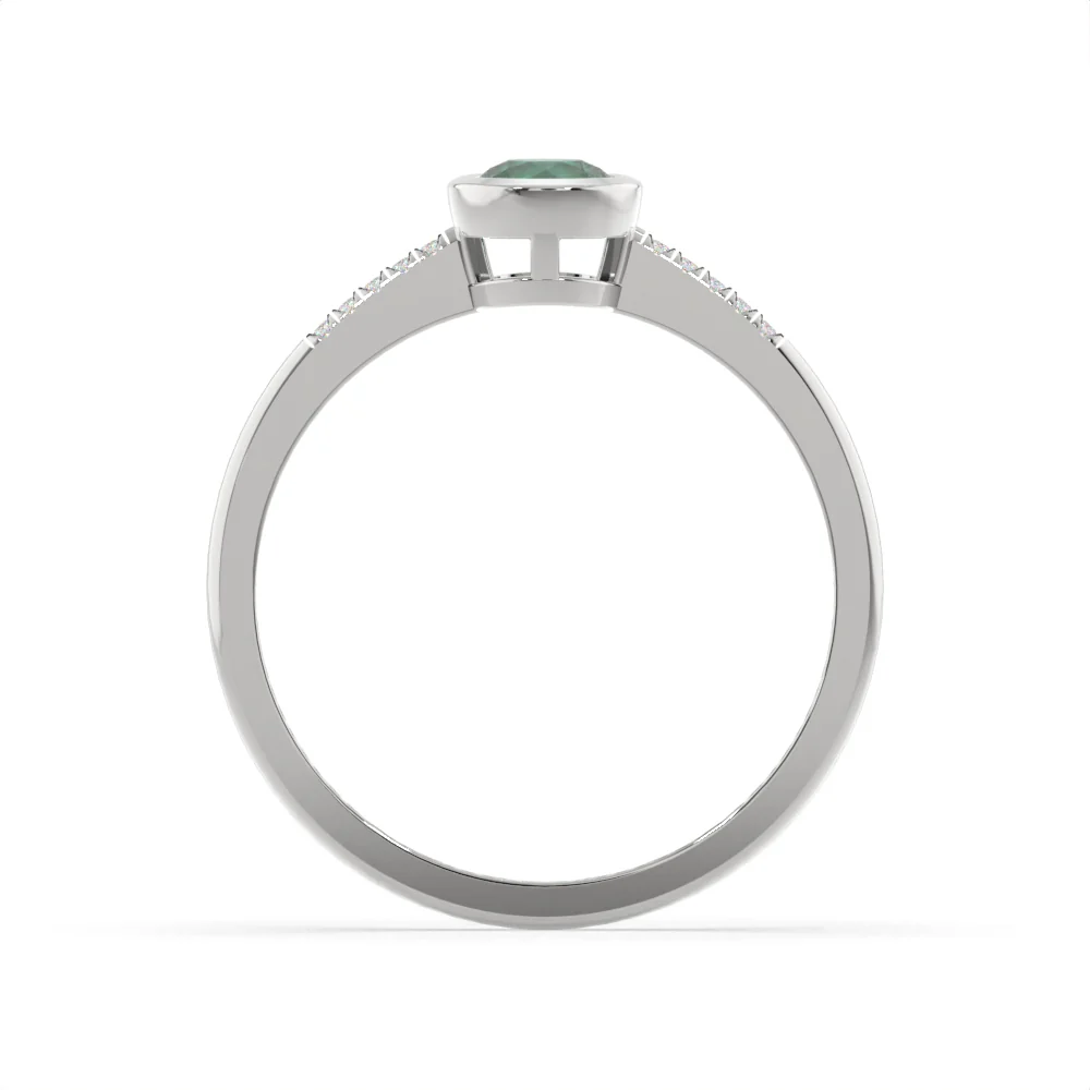 Created Emerald and Diamond Ring in Sterling Silver - Image 3