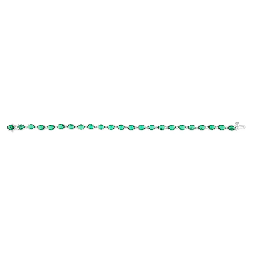 Created Emerald Bracelet with 1/2 Carat Luminesce Lab Grown Diamonds in Sterling Silver - Image 2