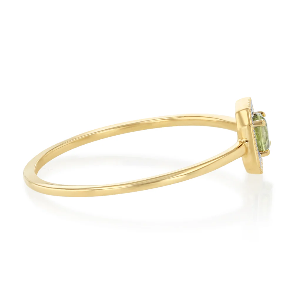 Created Peridot and Diamond Ring in 9ct Yellow Gold - Image 2