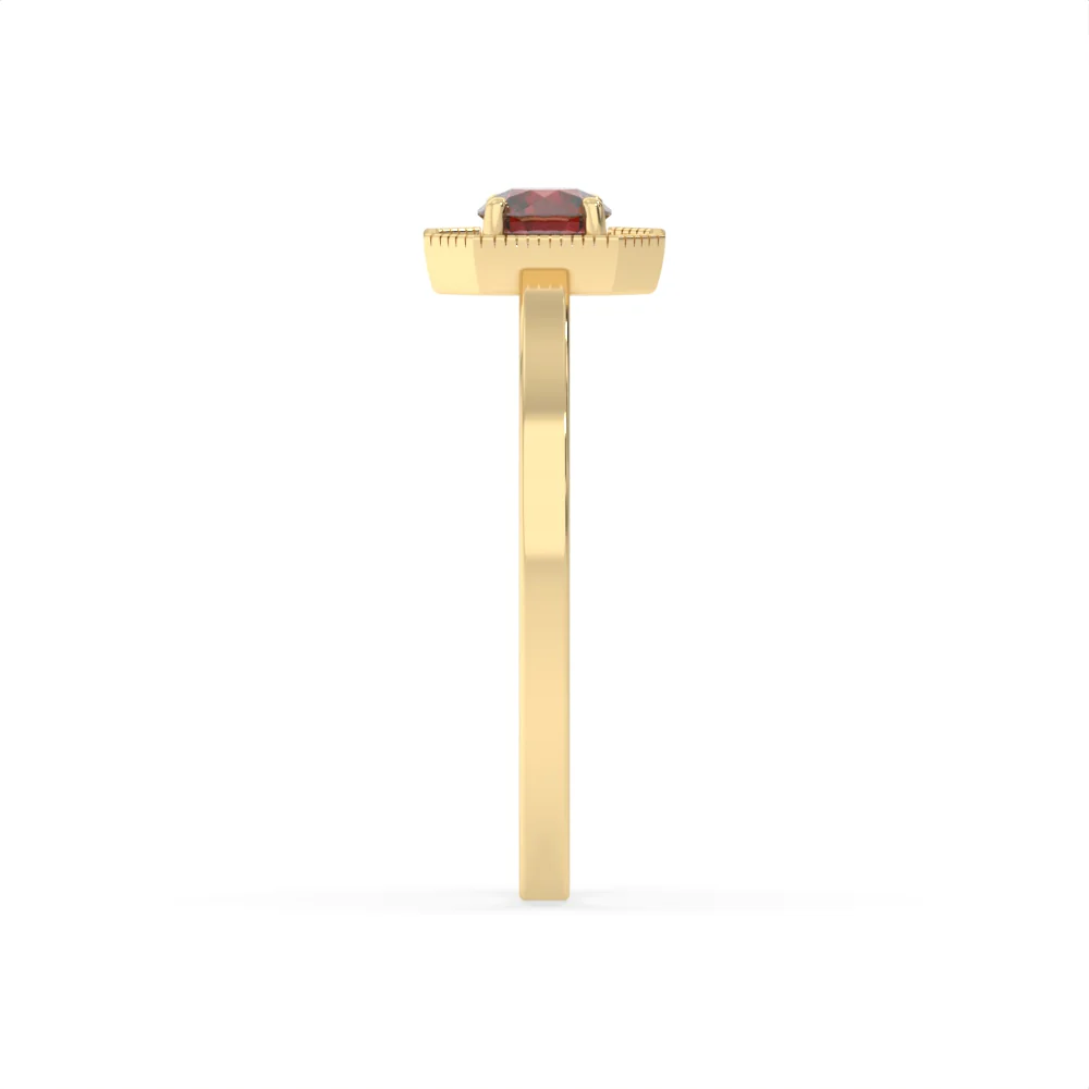 Created Red Garnet and Diamond Ring in 9ct Yellow Gold - Image 2