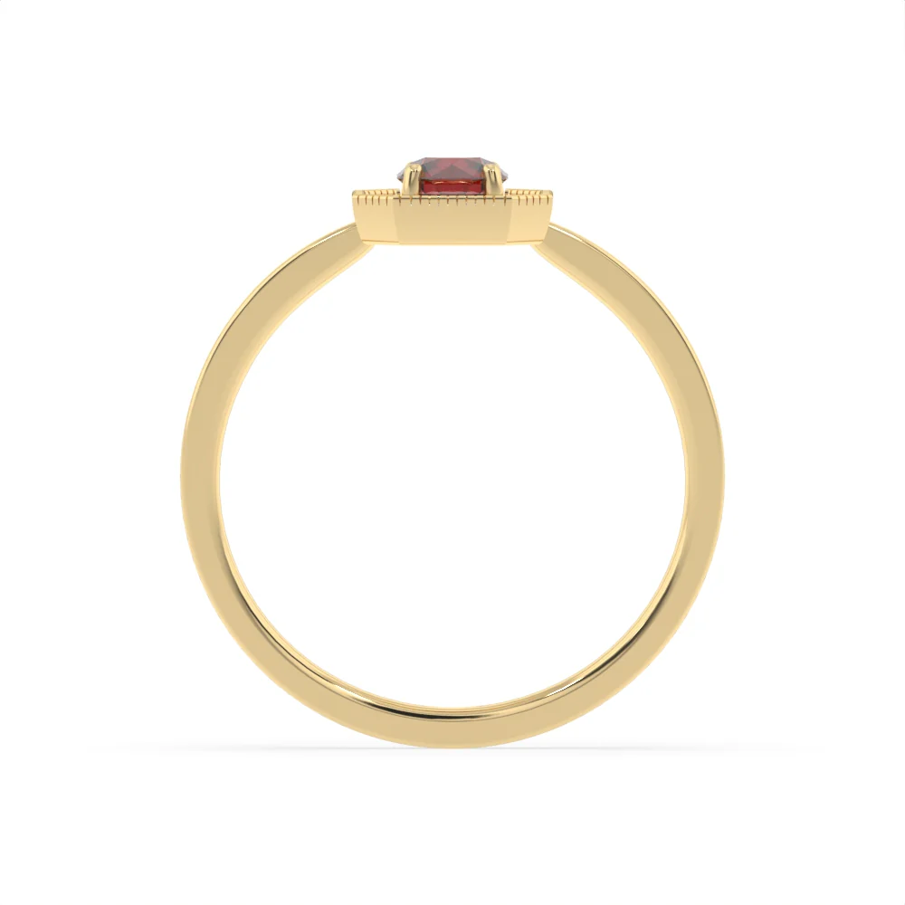 Created Red Garnet and Diamond Ring in 9ct Yellow Gold - Image 3