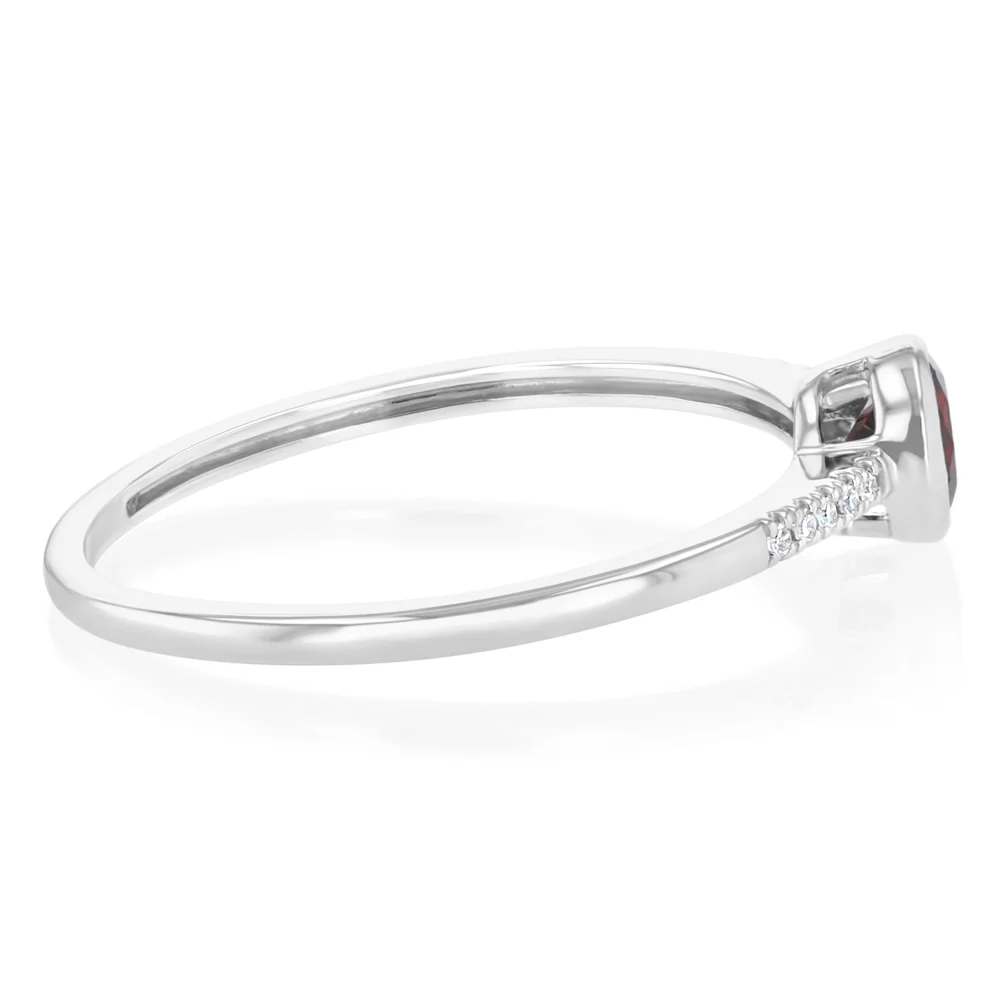 Created Red Garnet and Diamond Ring in Sterling Silver - Image 2