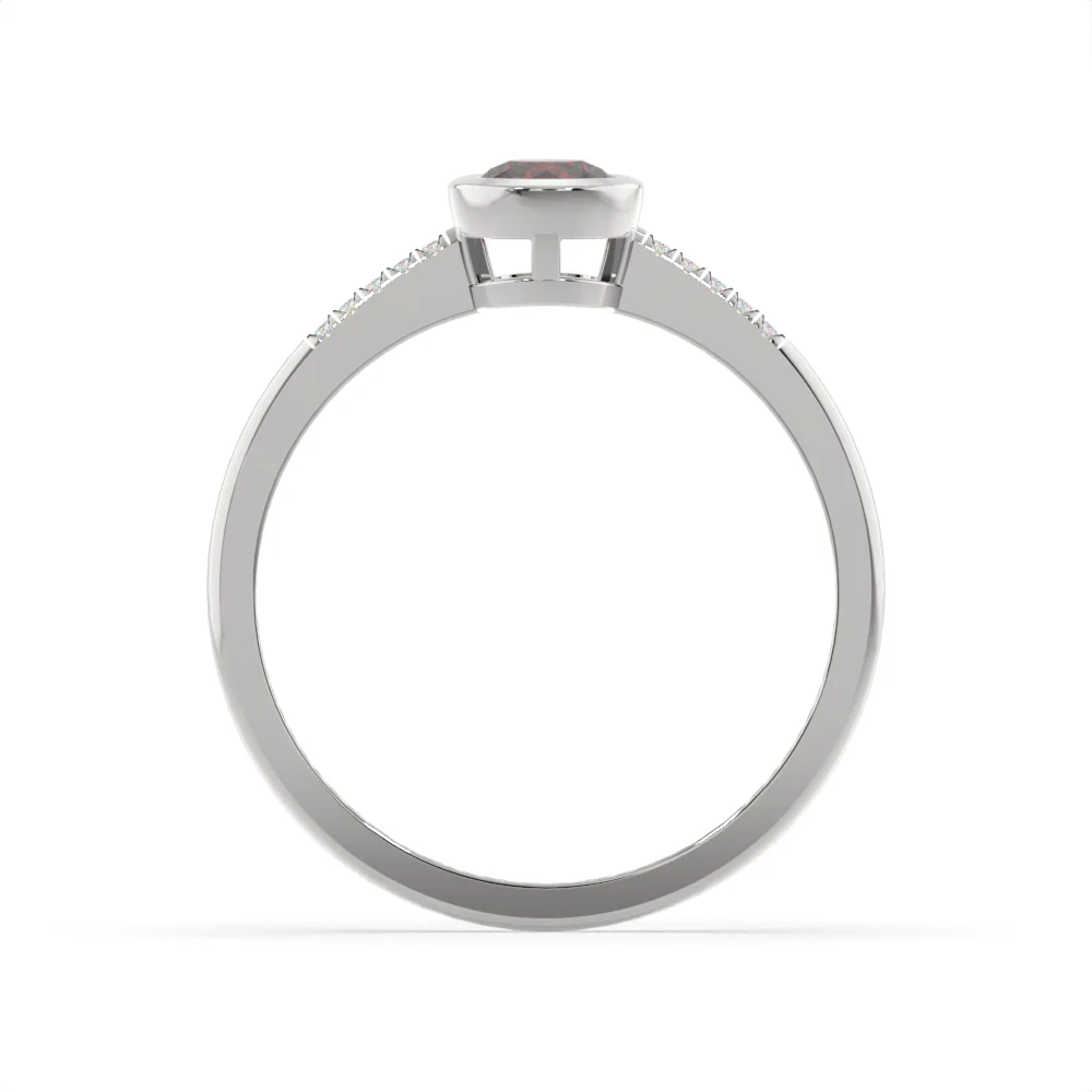 Created Red Garnet and Diamond Ring in Sterling Silver - Image 3