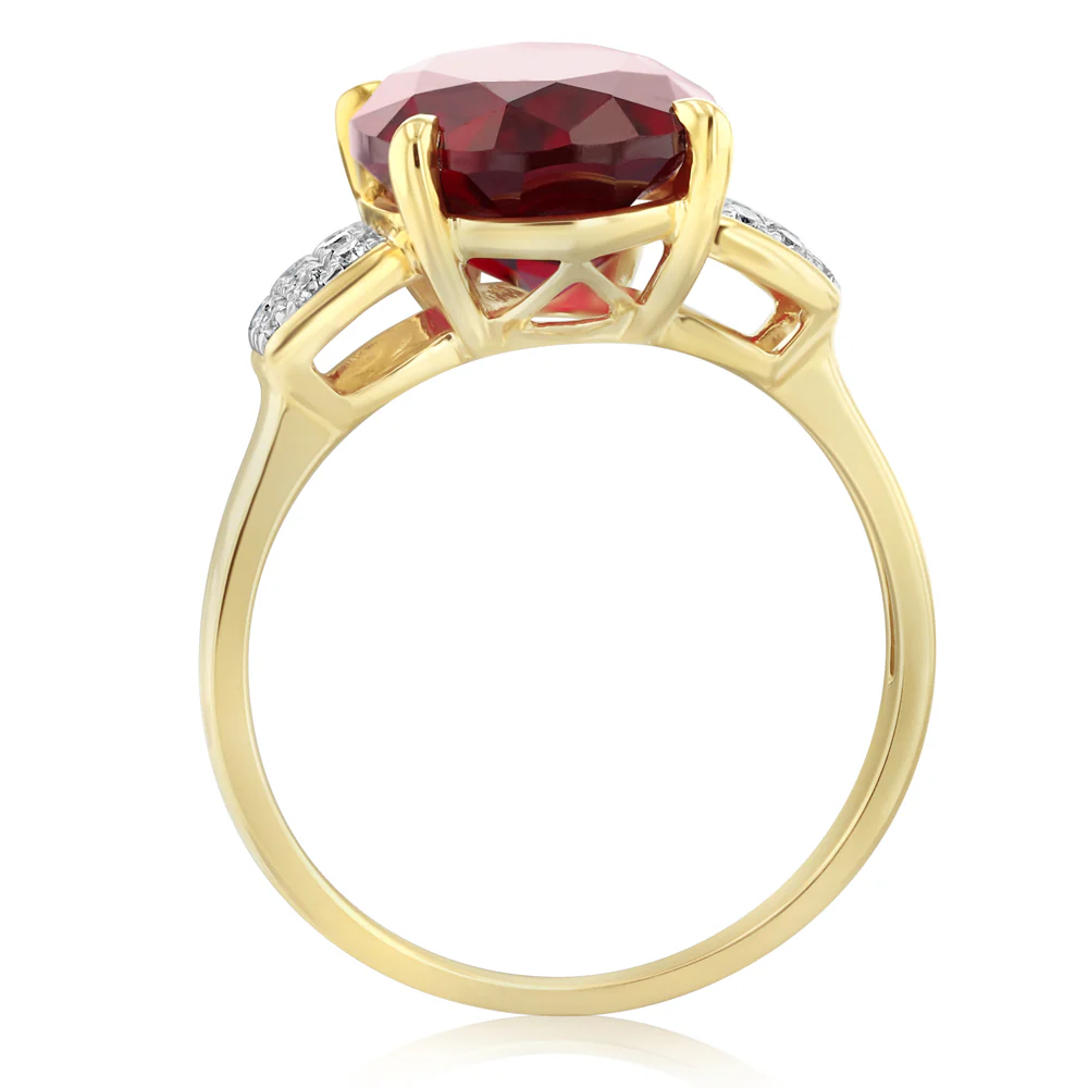 Created Red Sapphire with Luminesce Lab Grown Diamond Ring in 9ct Yellow Gold - Image 3