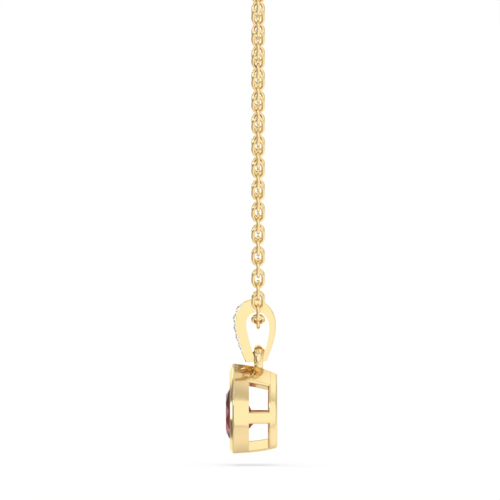 Created Ruby and Diamond Pendant in 9ct Yellow Gold - Image 2
