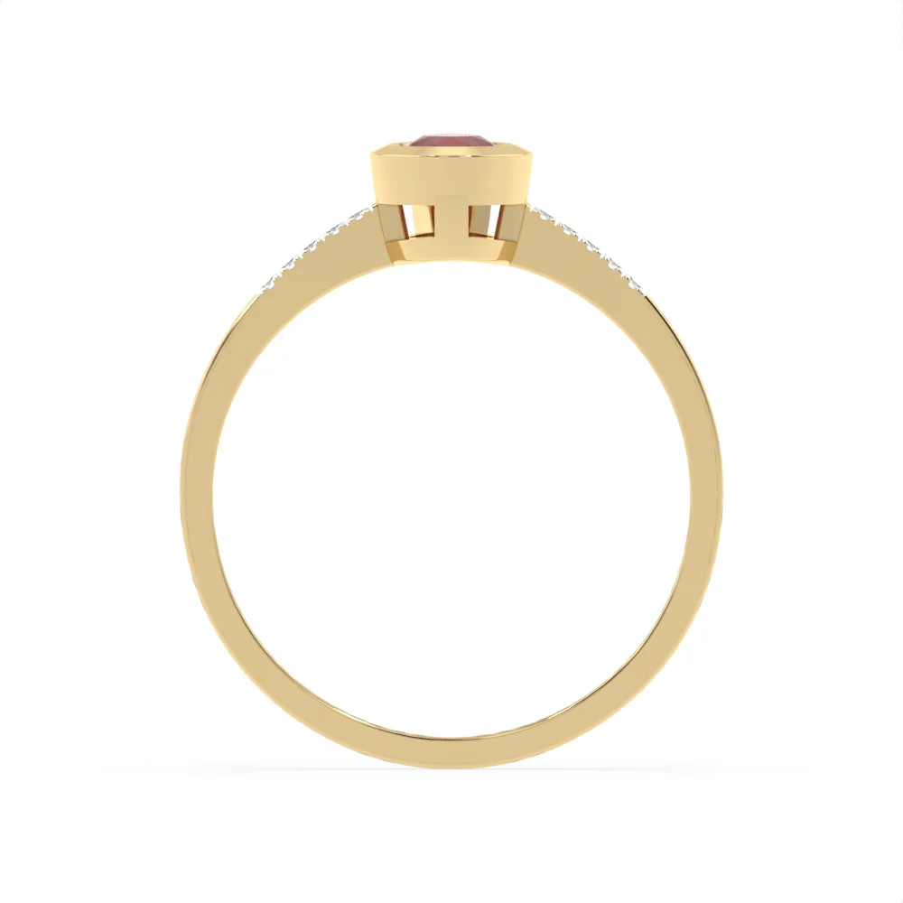 Created Ruby and Diamond Ring in 9ct Yellow Gold - Image 3