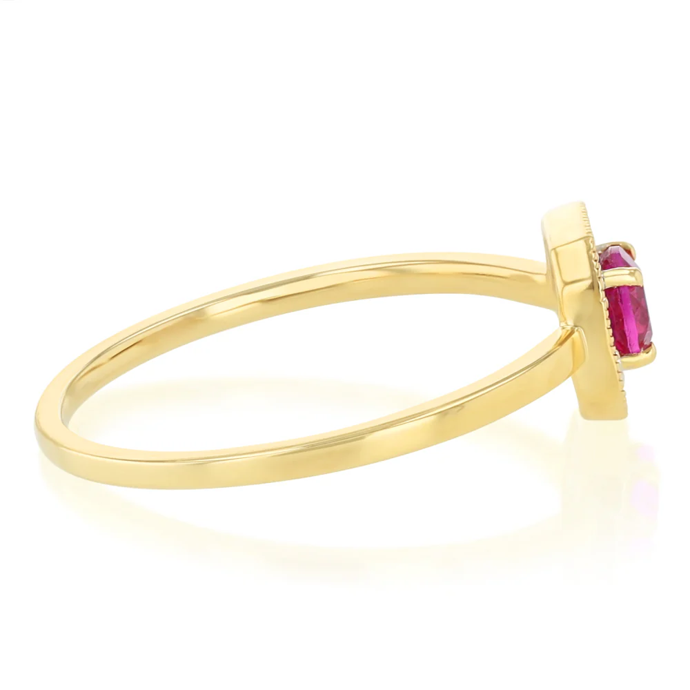 Created Ruby and Diamond Ring in 9ct Yellow Gold - Image 2