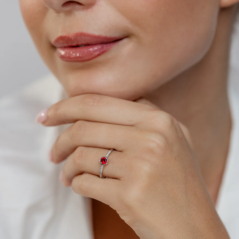 Created Ruby and Diamond Ring in Silver - Image 4