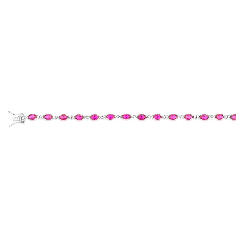 Created Ruby & Cubic Zirconia Bracelet Set in Sterling Silver - Image 2
