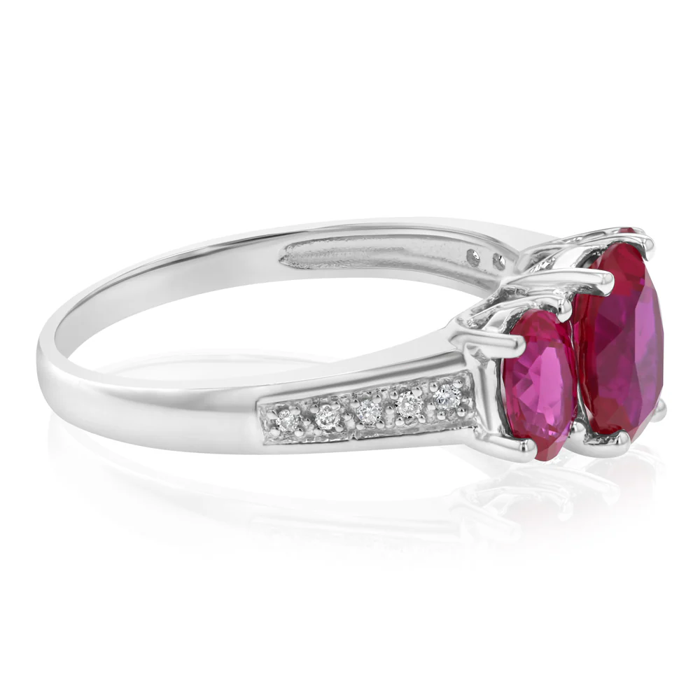 Created Ruby & Diamond Ring in Sterling Silver - Image 2
