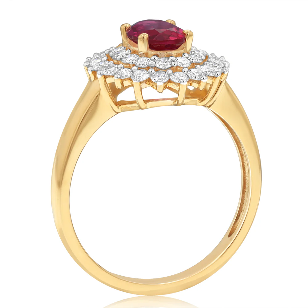 Created Ruby with 0.58 Carat Luminesce Lab Grown Diamond Ring in 9ct Yellow Gold - Image 3