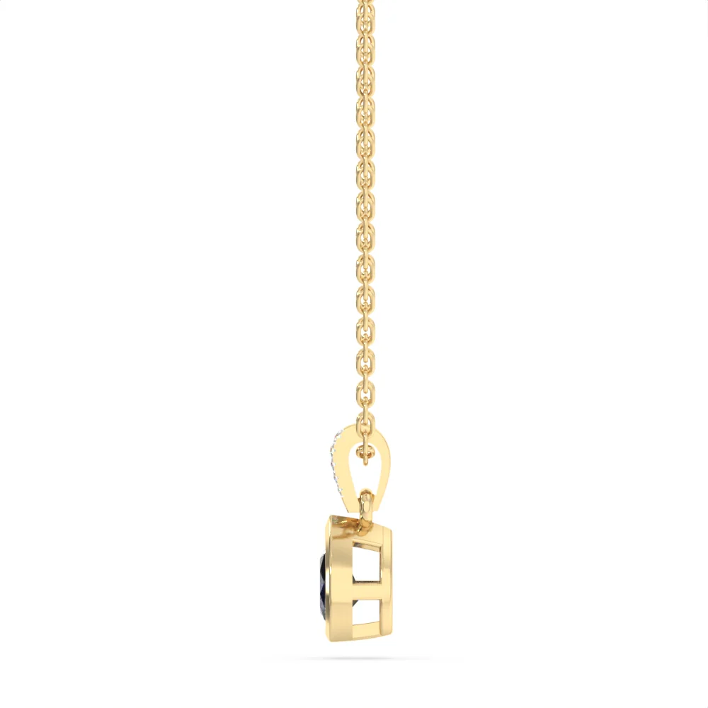 Created Sapphire and Diamond Pendant in 9ct Yellow Gold - Image 2