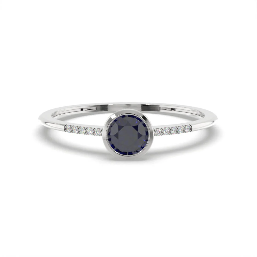 Created Sapphire and Diamond Ring in Sterling Silver - Image 3